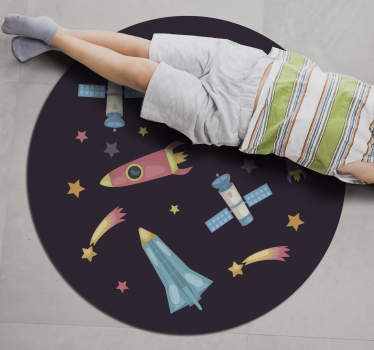 Space rockets planets kids vinyl carpet - TenStickers