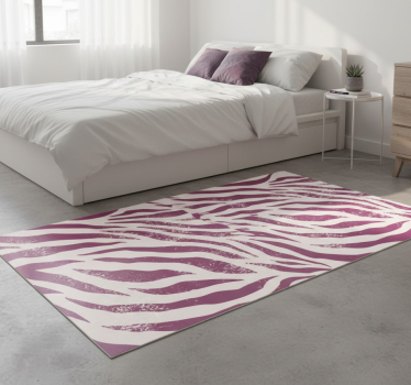 Animal print vinyl rug in purple and white zebra - TenStickers