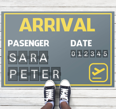 Arrival flight ticket personalised vinyl rug - TenStickers