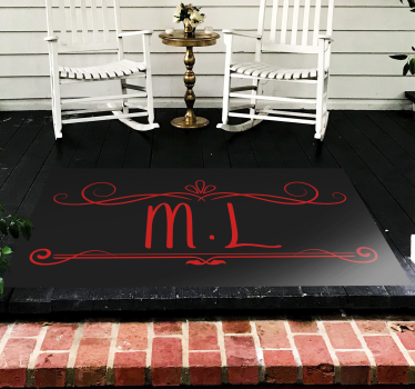 Black and red design name with initial contemporary rugs - TenStickers