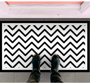 Black and white diagonal lines stripes rug - TenStickers