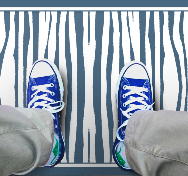 Blue zebra stripes animal print vinyl rug - TenStickers