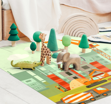 Building site trucks kids vinyl carpet - TenStickers