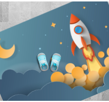 Cartoon launching rocket to space star carpet - TenStickers