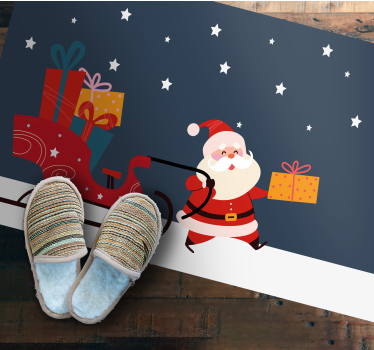 Cartoon Sleigh with gifts Santa Christmas rug - TenStickers