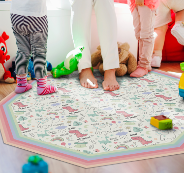 doodle style dinosaurs and unicorn pattern animal mat - TenStickers