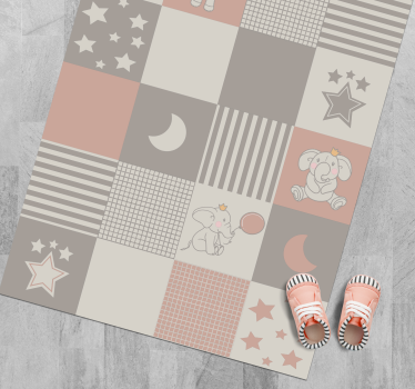 Elephant motifs with nordic tiles kid vinyl carpet - TenStickers