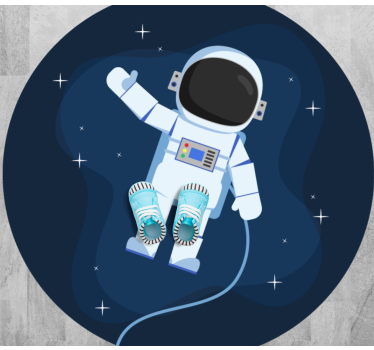 Floating spaceman cartoon star carpet - TenStickers