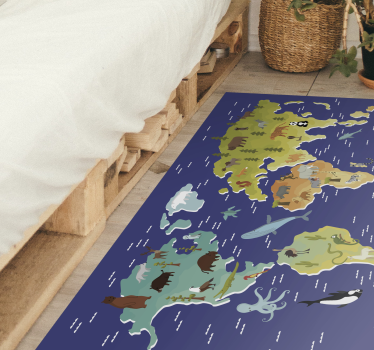 For kids with flora and fauna vinyl map vinyl rug - TenStickers