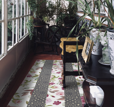 Geometrics roses flower rug - TenStickers