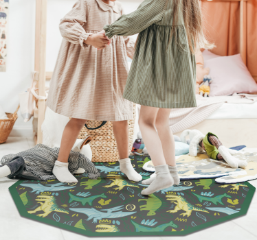 green dinosaurs pattern with prints animal mat - TenStickers