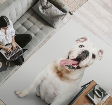 Happy Bulldog Portrait animal print vinyl rug - TenStickers