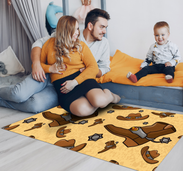Hat and boots pattern kids room vinyl rug - TenStickers