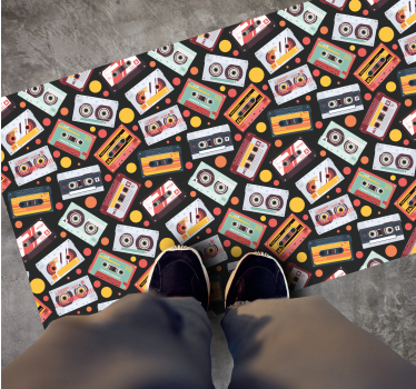 Kids vinyl rug vintage audio cassettes design - TenStickers