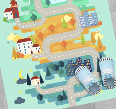 landscape with roads road mat - TenStickers