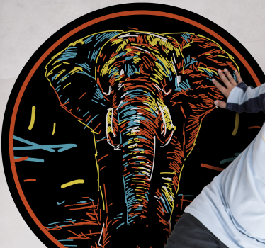 Multi-coloured elephant animal mat - TenStickers