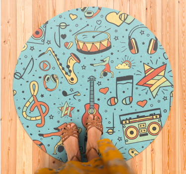 Music Notes Theme kids vinyl rug - TenStickers