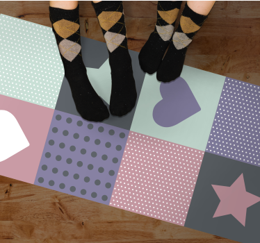 Patchwork Heart Star playroom carpet - TenStickers