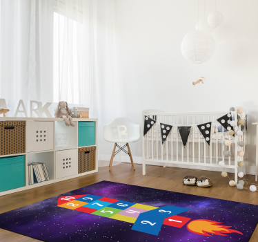 Rocket shaped hopscotch game game vinyl carpet - TenStickers