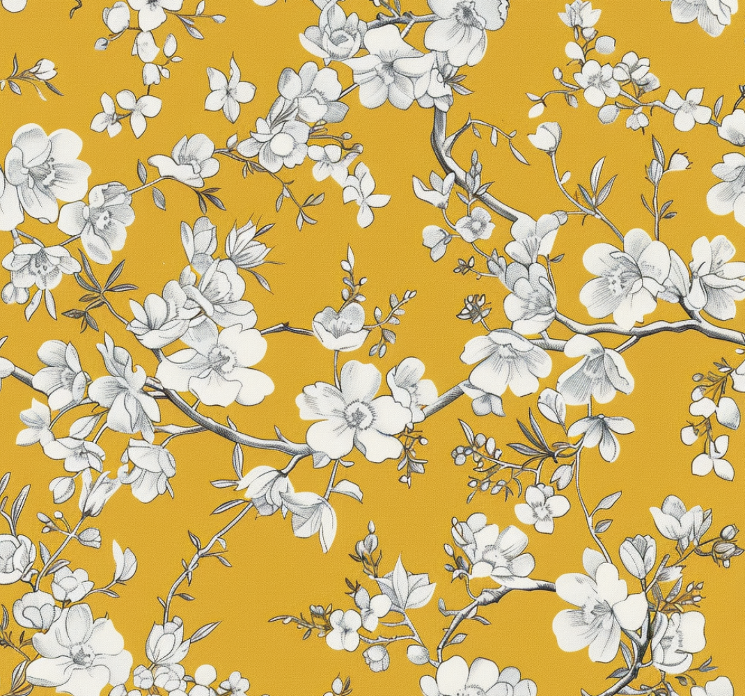 Floral vintage pattern yellow vinyl rug - TenStickers