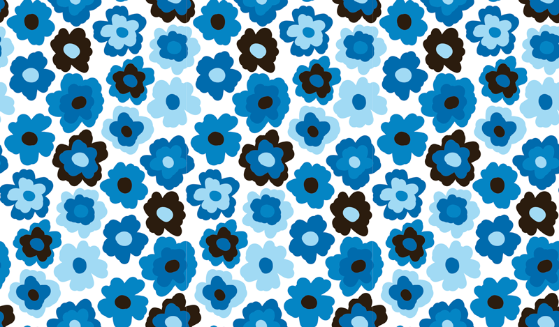 blue poppy floral vinyl rug - TenStickers
