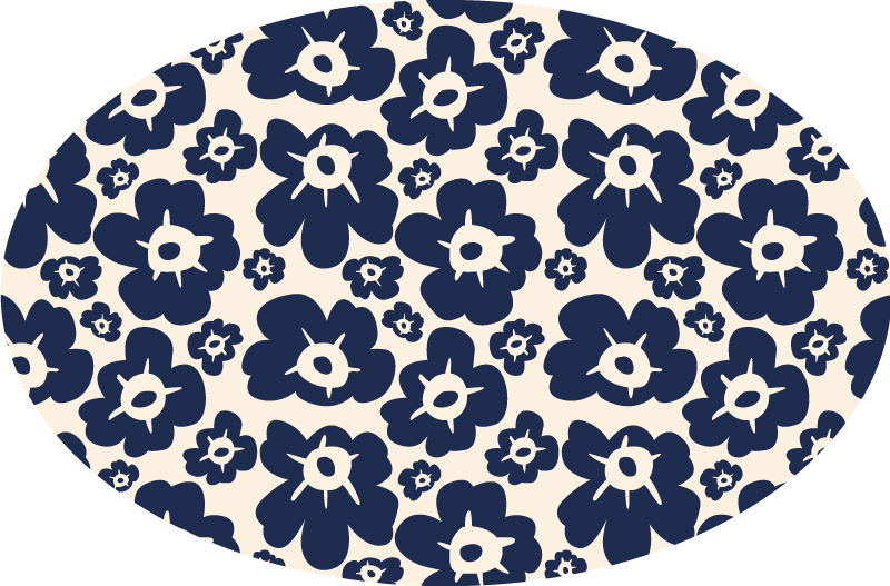 Dark blue poppy floral vinyl rug - TenStickers