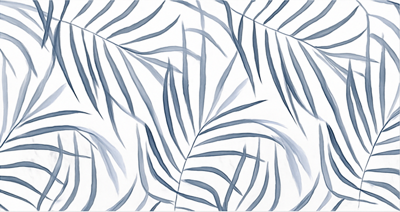 Thin leaves design blue vinyl rug - TenStickers