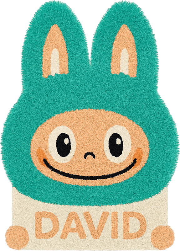 Custom turquoise Labubu  kids vinyl rug - TenStickers