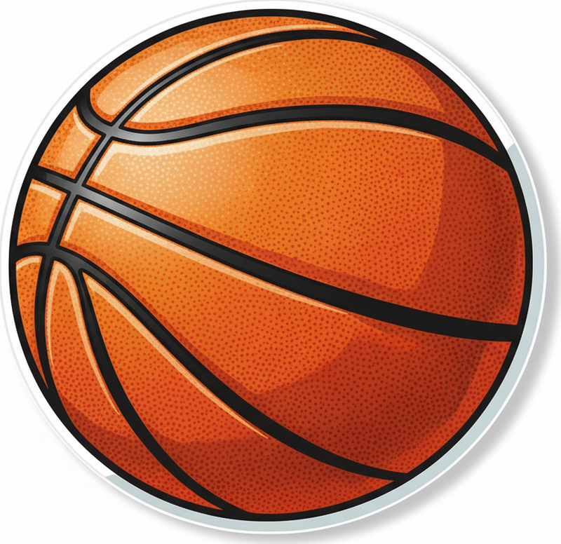 Circular vinyl rug in orange basketball design - TenStickers