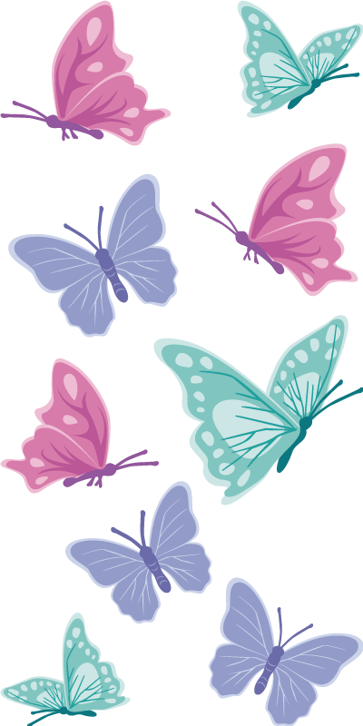 Animal vinyl rug with pastel butterflies design - TenStickers