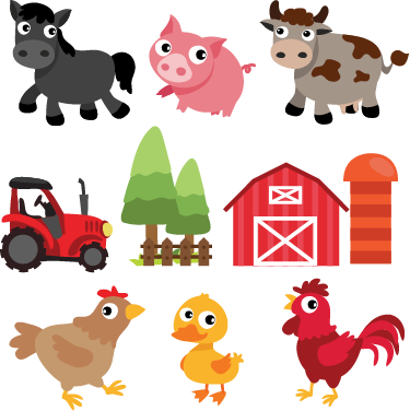 Colorful farm animal vinyl rug - TenStickers
