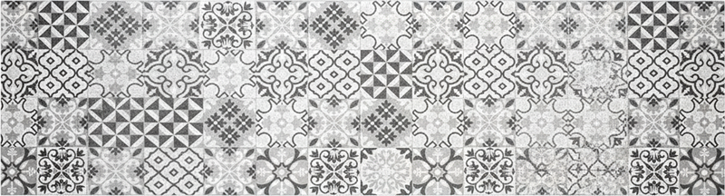 Kitchen vinyl rug intricate greyscale mosaic - TenStickers