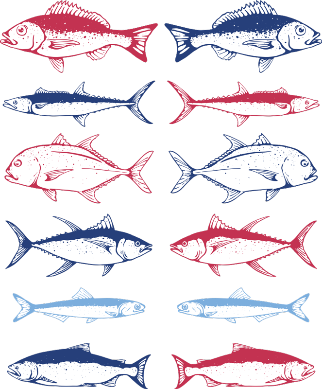 Animal vinyl rug hand-drawn fish design - TenStickers