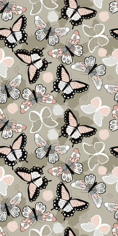 Animal vinyl rug in beige with flying butterflies - TenStickers