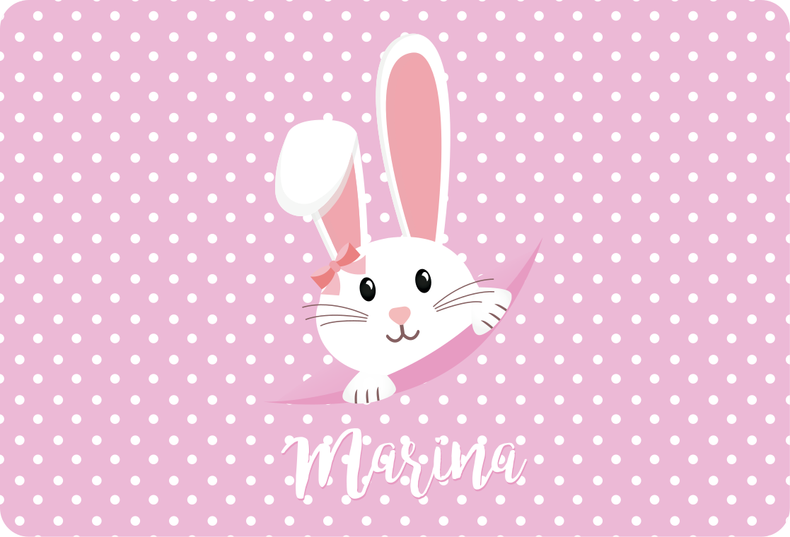 Cute bunny rug for girl with name animal vinyl rug - TenStickers