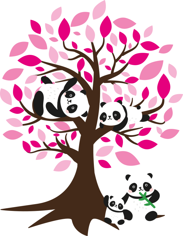 Animal vinyl rug with panda tree design - TenStickers