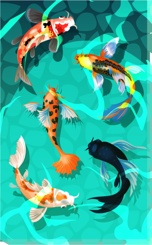 Koi shower animal vinyl rug - TenStickers