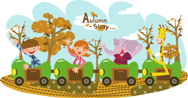 Animal vinyl rug train in autumn - TenStickers