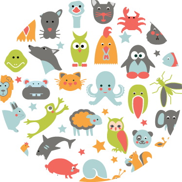 Animal vinyl rug featuring circle of animals - TenStickers