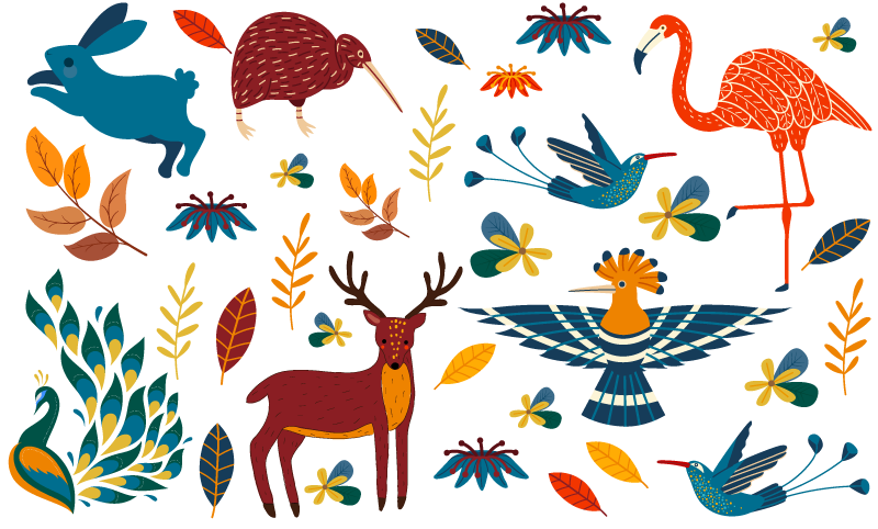 Tengango style animal vinyl rug - TenStickers