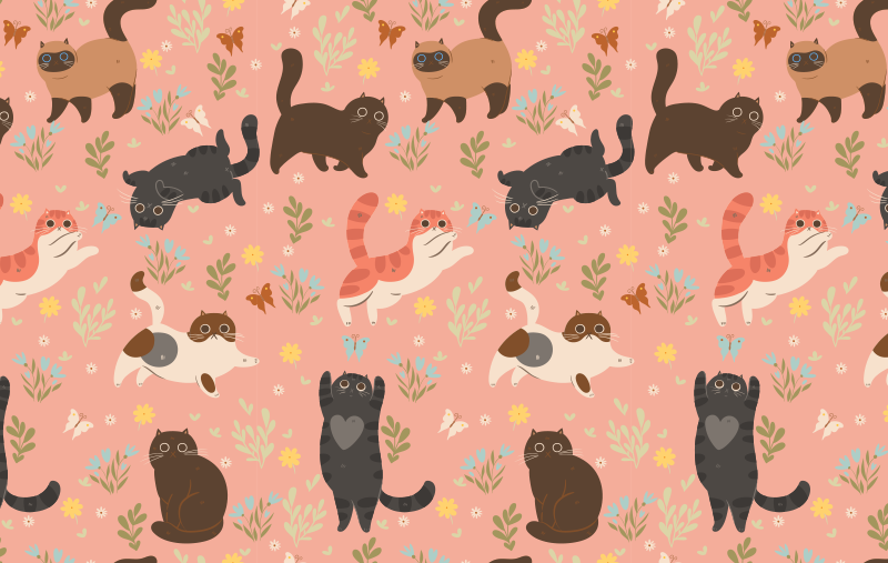 Animal vinyl rug cats seamless design - TenStickers