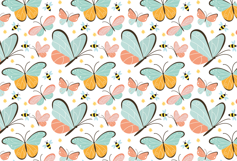 Butterflies and bees animal vinyl rug - TenStickers