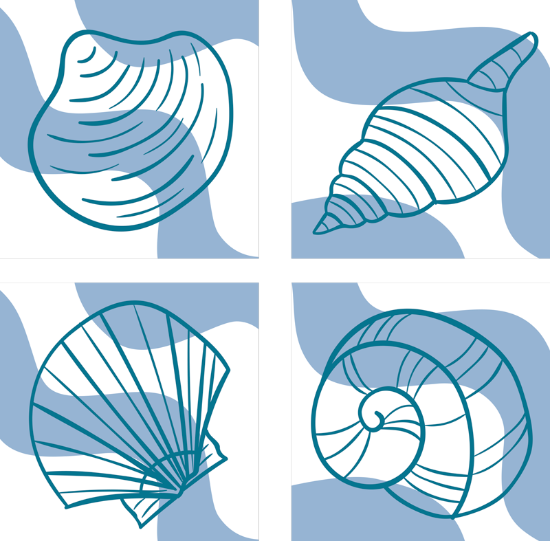 Animal vinyl rug with seashell patterns - TenStickers