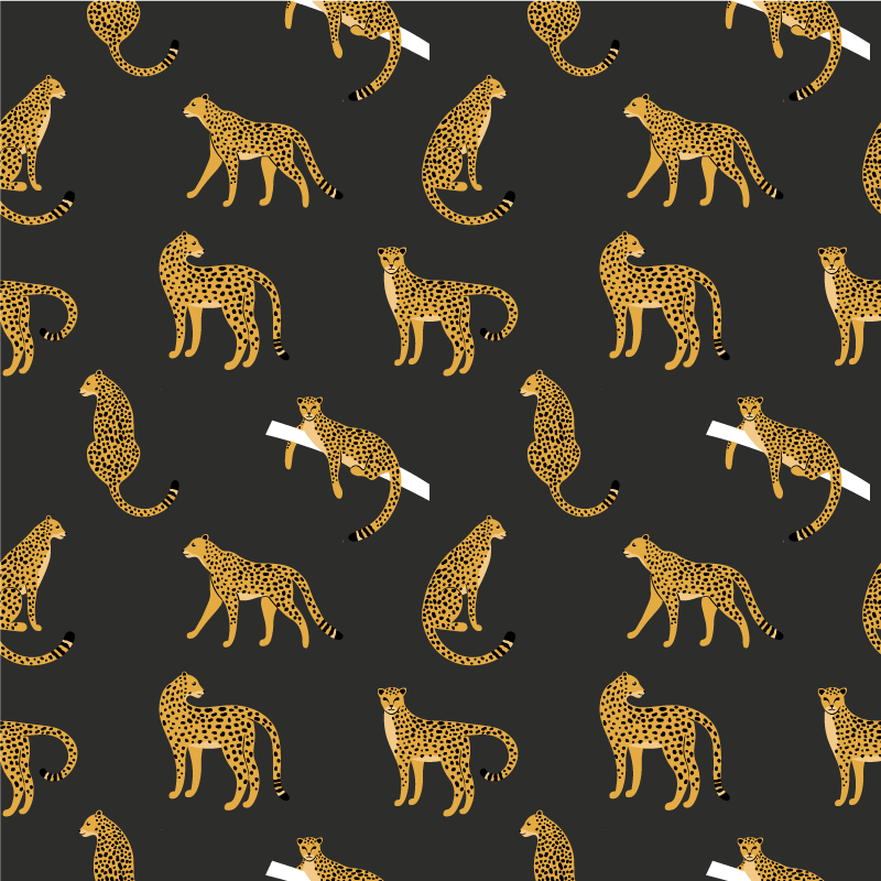 Animal vinyl rug leopards on dark background - TenStickers