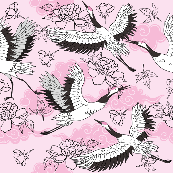 Animal vinyl rug with modern pink bird pattern - TenStickers