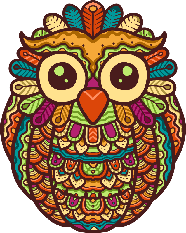 Animal vinyl rug with colorful owl design - TenStickers