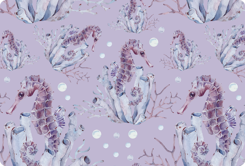 Animal vinyl rug watercolor seahorse - TenStickers