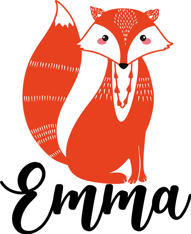 Nordic fox vinyl rug with name - TenStickers