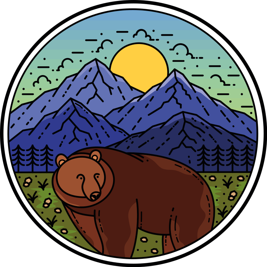 Animal vinyl rug featuring round mountain bear - TenStickers