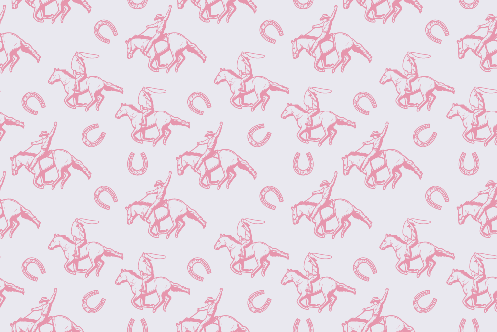 Animal vinyl rug in pink cowboy horse pattern - TenStickers